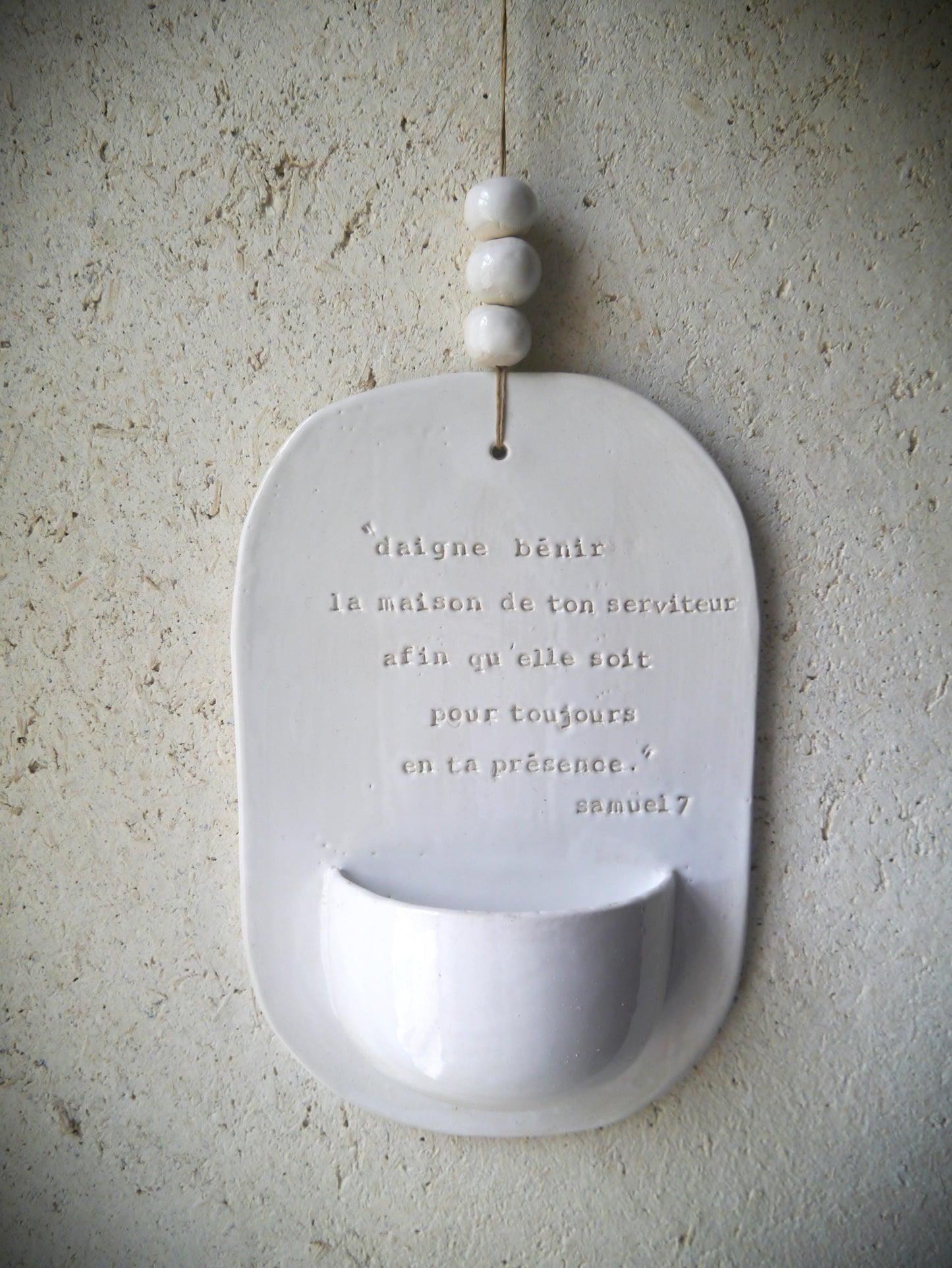 Holy Water Font at the entrance "“Please bless the house of your servant, so that it may be in your presence forever.”