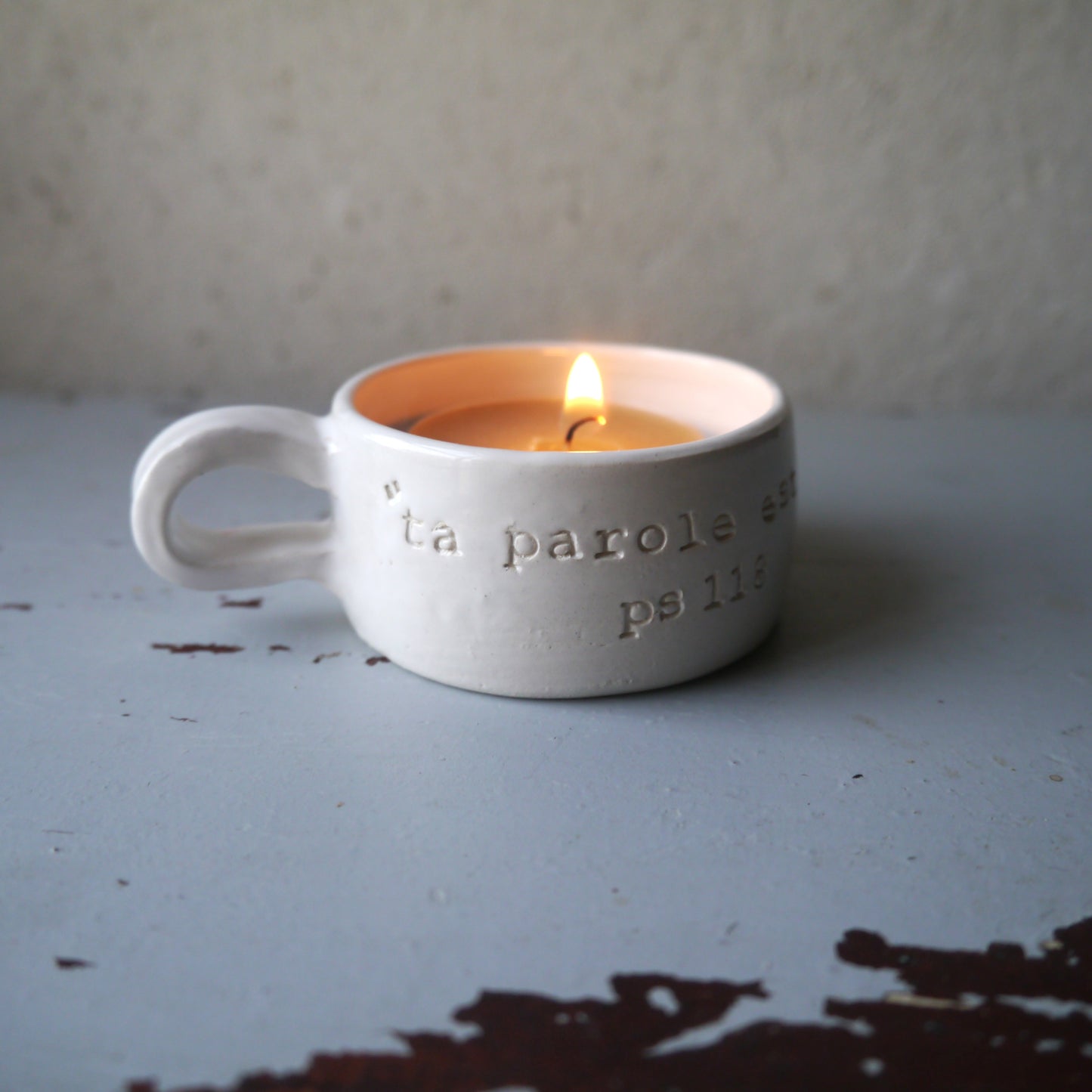 RITUAL PRAYER CANDLE HOLDER "You are the light of my steps" Psalm 118.