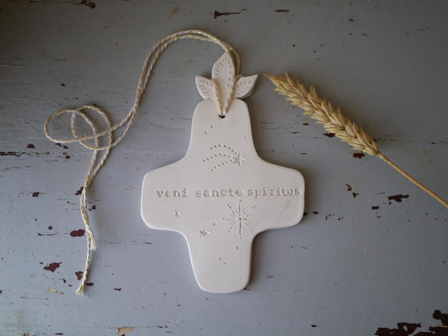 Ceramic wall cross, baptism gift, communion gift, confirmation gift, Christian gift, Bible inscription