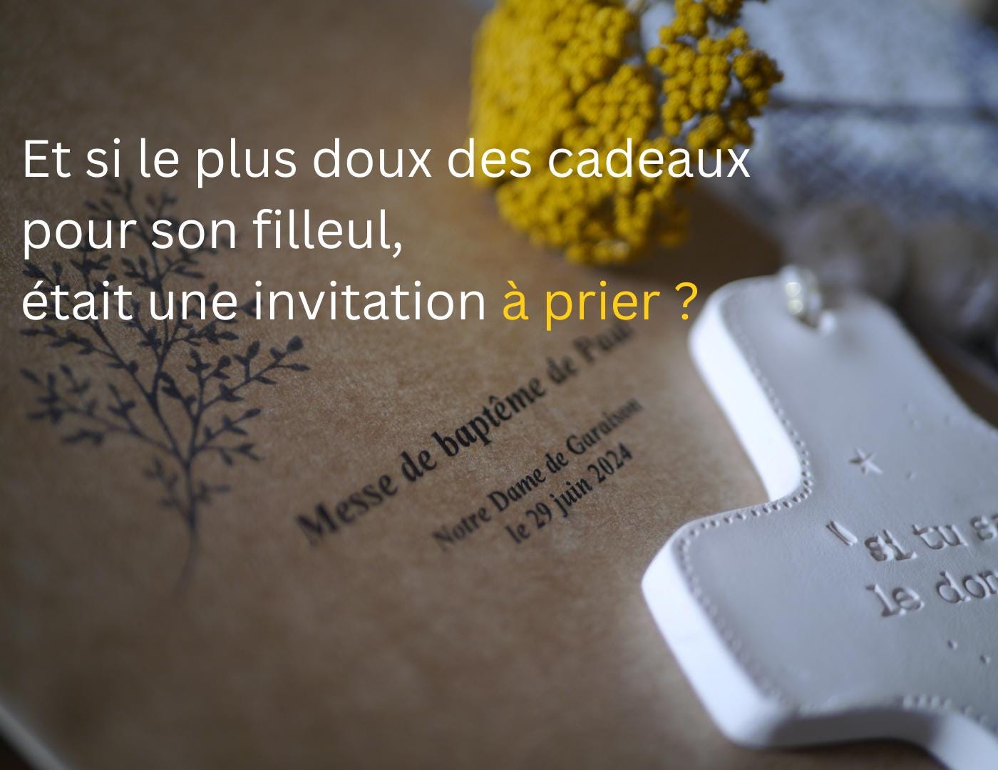 2 Duo baptism gift boxes: ceramic wall crosses for godchild and godfather/godmother