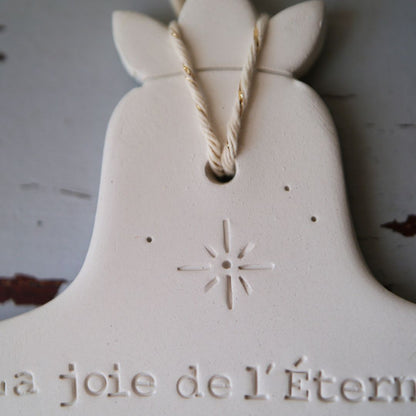 Christian ceramic wall cross, inscribed with the Word (Bible, Psalm, Gospel), prayer corner, baptism gift, communion, confirmation