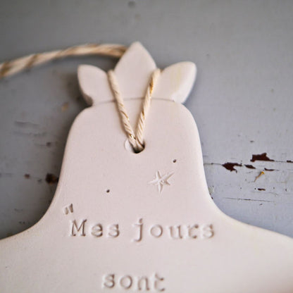 Christian ceramic wall cross, inscribed with the Word (Bible, Psalm, Gospel), prayer corner, baptism gift, communion, confirmation