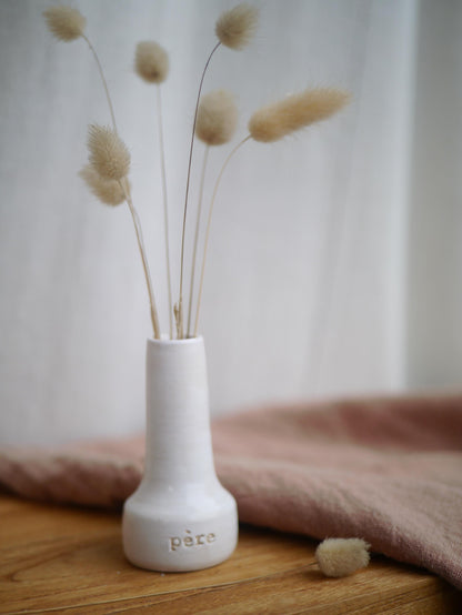 TRIO OF SACRED CANDLE HOLDERS, engraved with "father", "son", "holy spirit".