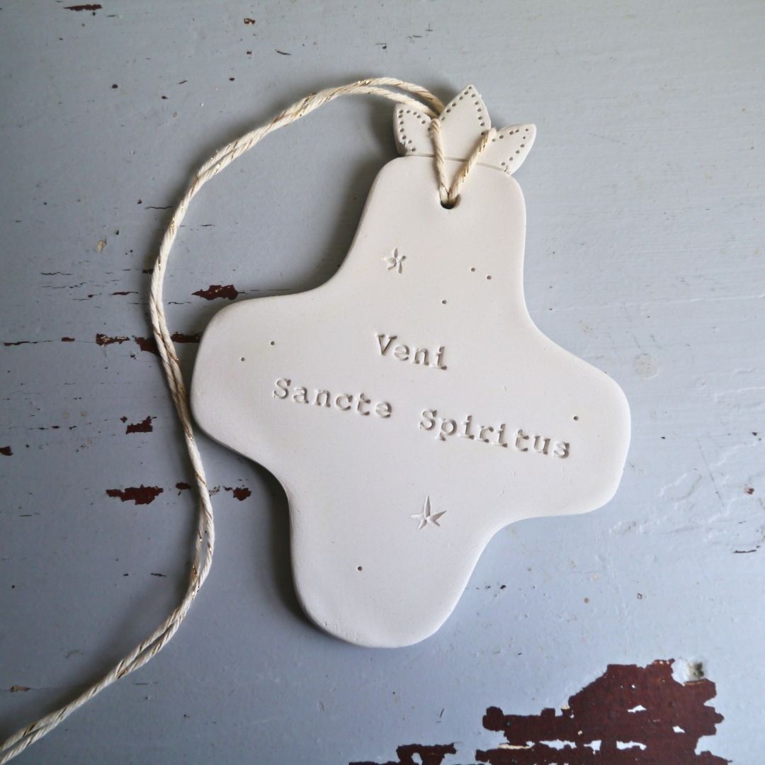 Ceramic wall cross, baptism gift, communion gift, confirmation gift, Christian gift, Bible inscription