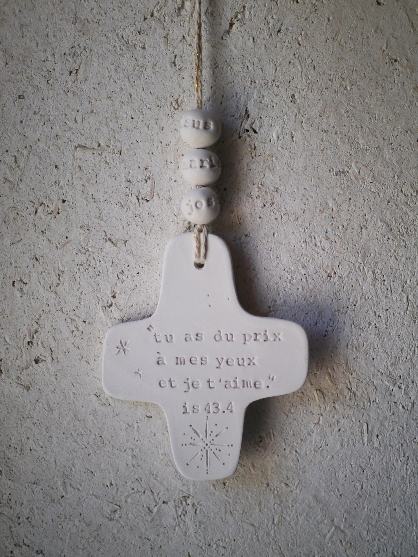 Christian ceramic cross, inscribed with the Word (Bible), prayer corner, gift idea for baptism, communion, confirmation, customizable