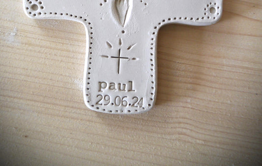 Personalized baptism gift for girls and boys, communion and confirmation. Customizable handmade cross
