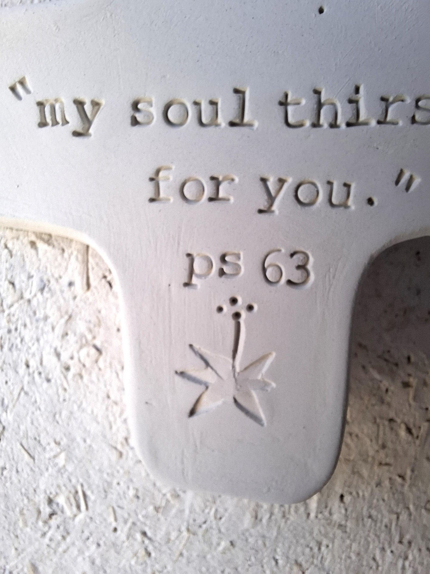 Christian ceramic wall cross, inscribed with the Word (Bible, Psalm, Gospel), prayer corner, baptism gift, communion, confirmation