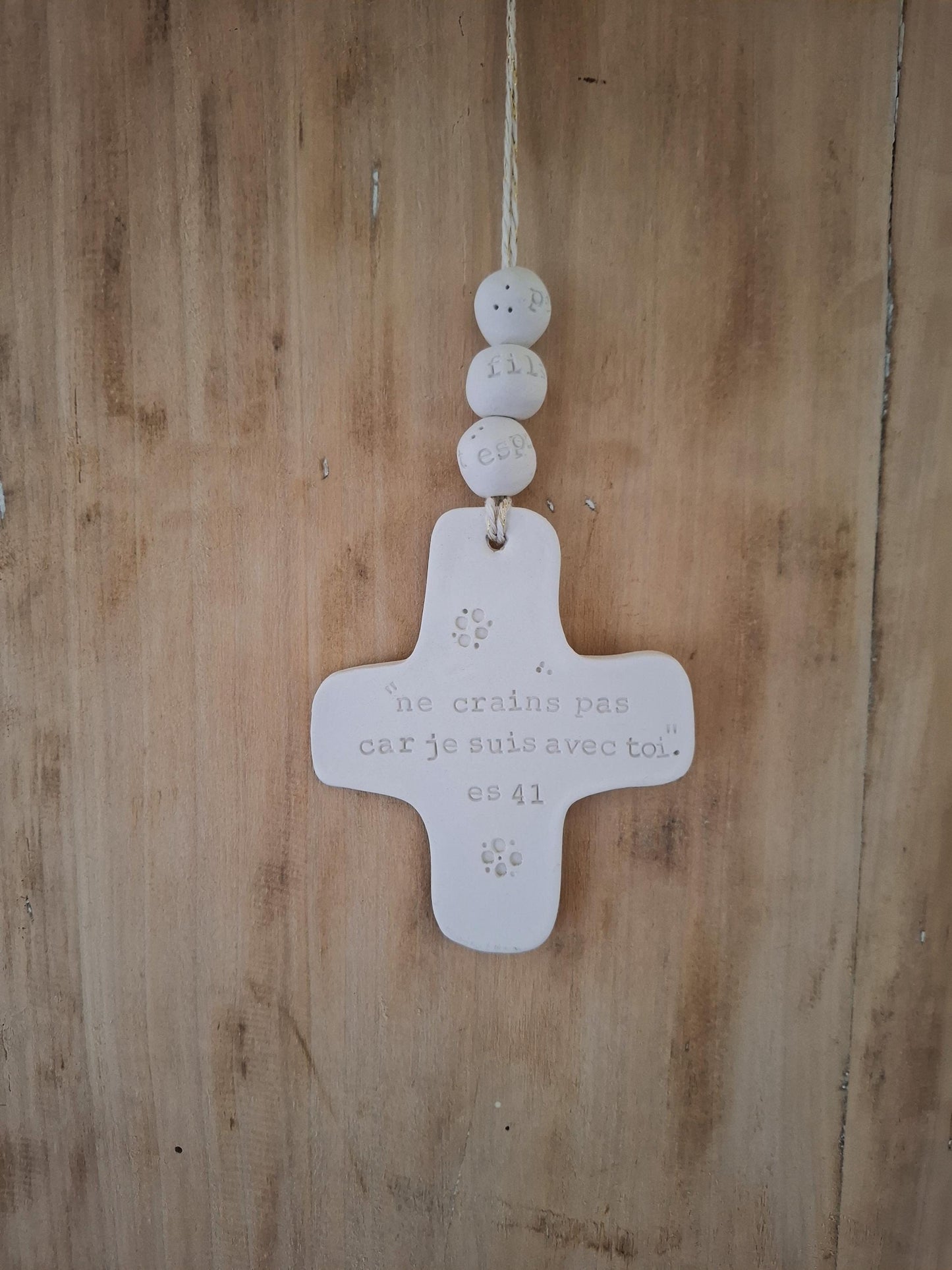 ceramic wall cross, prayer corner, cross with the word (psalm, gospel), Christian gift, baptism, first communion, confirmation