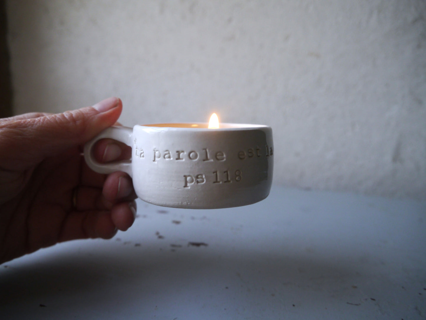 RITUAL PRAYER CANDLE HOLDER "You are the light of my steps" Psalm 118.