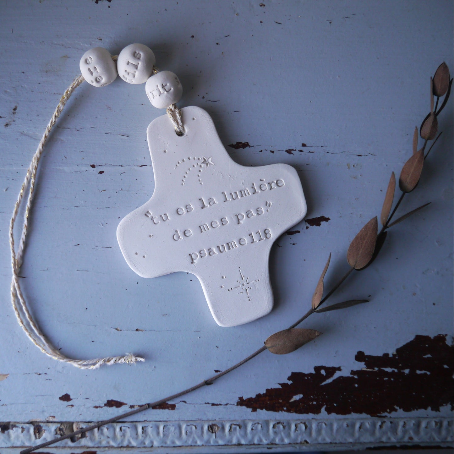 gift to offer for a baptism, cross inscribed with the Word (Bible), prayer corner, first communion, confirmation, customizable