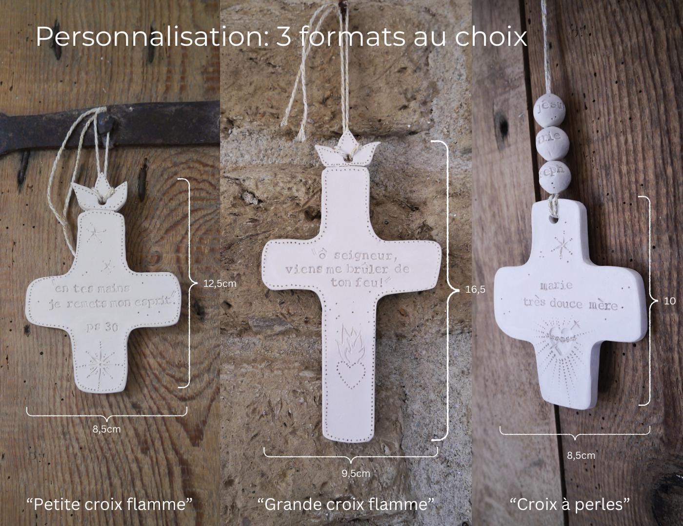 2 Duo baptism gift boxes: ceramic wall crosses for godchild and godfather/godmother