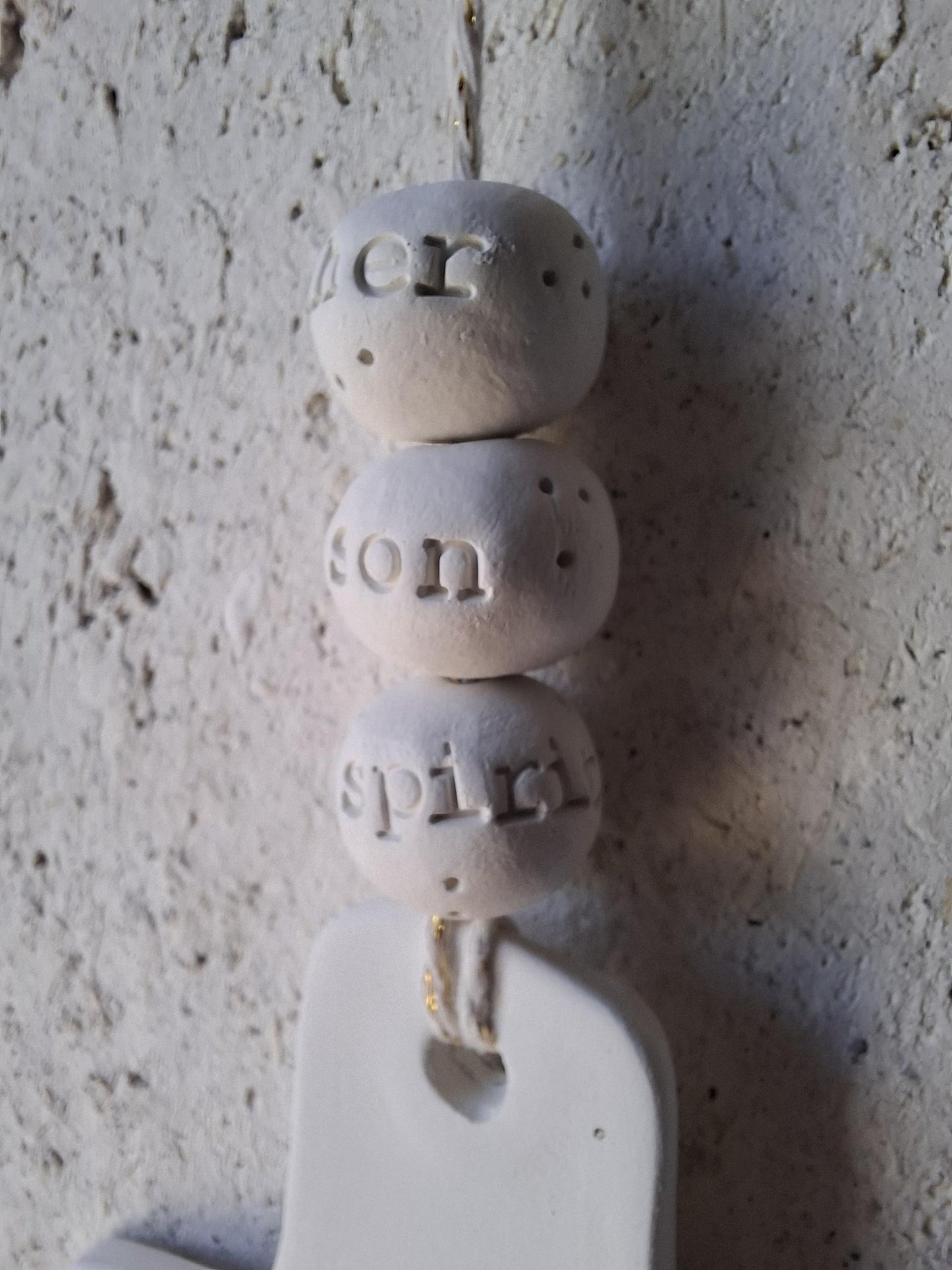 Christian ceramic wall cross, inscribed with the Word (Bible, Psalm, Gospel), prayer corner, baptism gift, communion, confirmation
