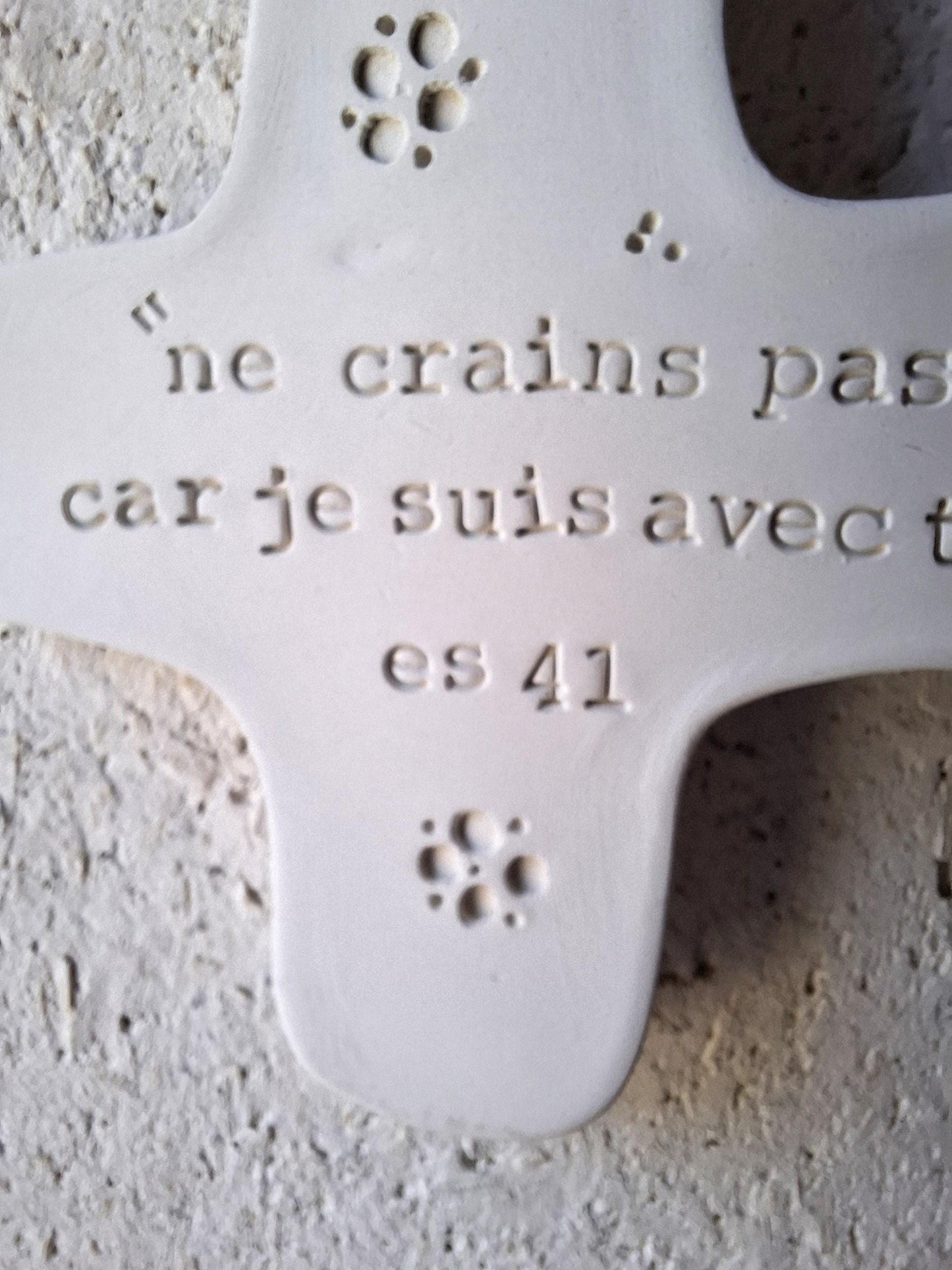 ceramic wall cross, prayer corner, cross with the word (psalm, gospel), Christian gift, baptism, first communion, confirmation